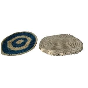 2 Vintage Homemade Dollhouse Rugs